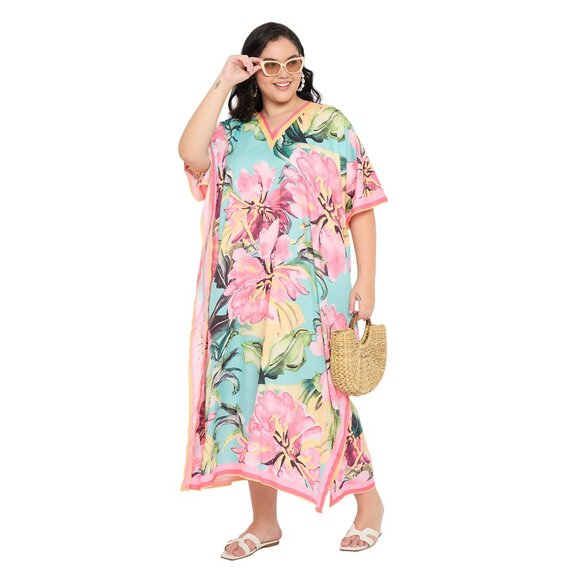 Gypsie Blu Loose Caftan Dress Long Maxi Cover Up Dresses Kimono Sleeve for Women - Picture 7 of 9